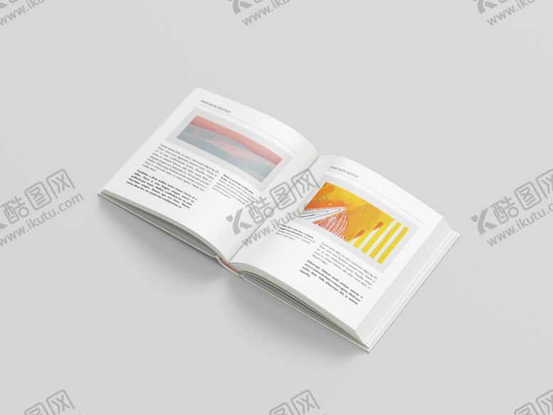 编号：35404804052246262467【酷图网】源文件下载-精装书翻开的彩色书页展示样机