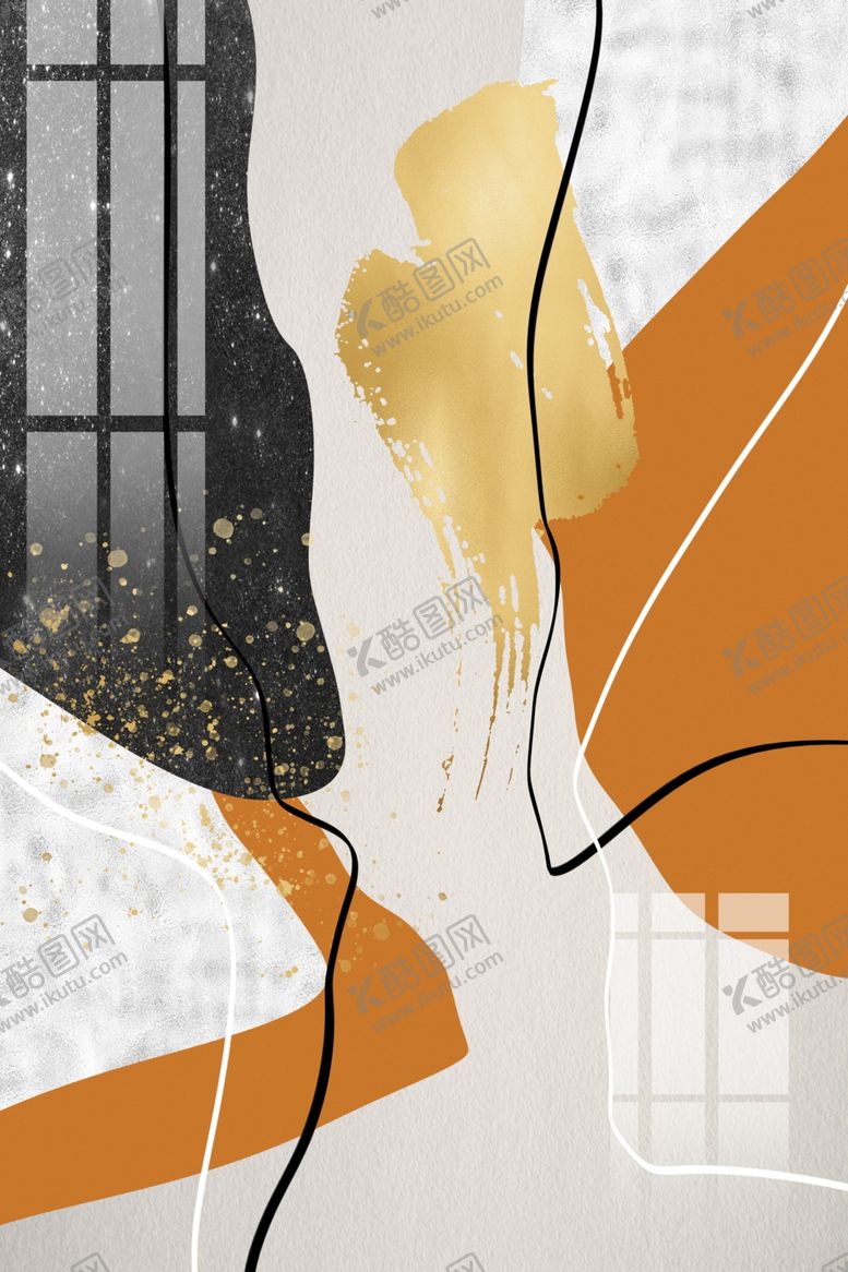 编号：65810709251405392886【酷图网】源文件下载-手绘几何色块装饰画