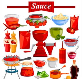 红色调料烧烤类矢量素材