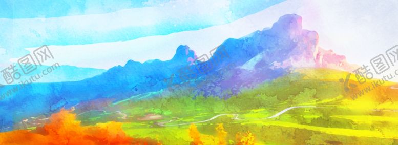 编号：57453809191258242824【酷图网】源文件下载-水彩山水背景