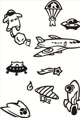 儿童画手卡通外星飞机