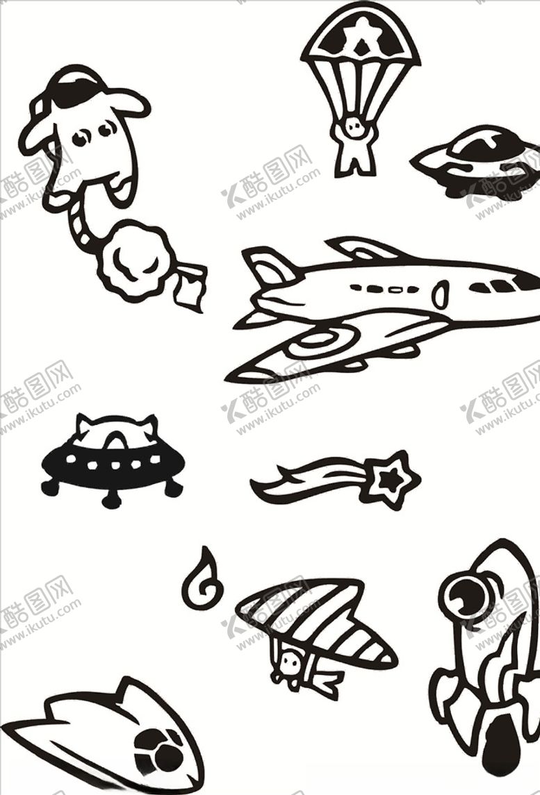编号：44950510291426261635【酷图网】源文件下载-儿童画手卡通外星飞机