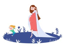 孕妇母女母亲节插画卡通背景素材