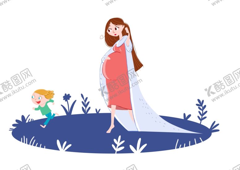 编号：34756209220418325790【酷图网】源文件下载-孕妇母女母亲节插画卡通背景素材