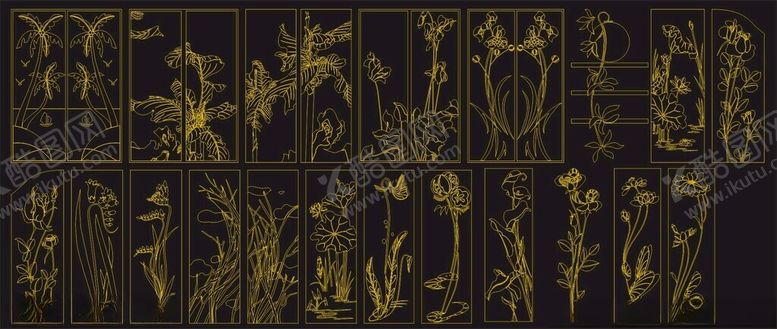 编号：19769404012054021815【酷图网】源文件下载-花卉线条植物图案线条