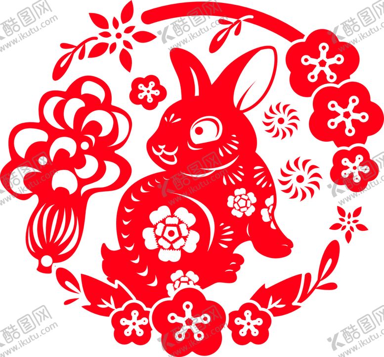 编号：62958601202138592055【酷图网】源文件下载-兔年窗花