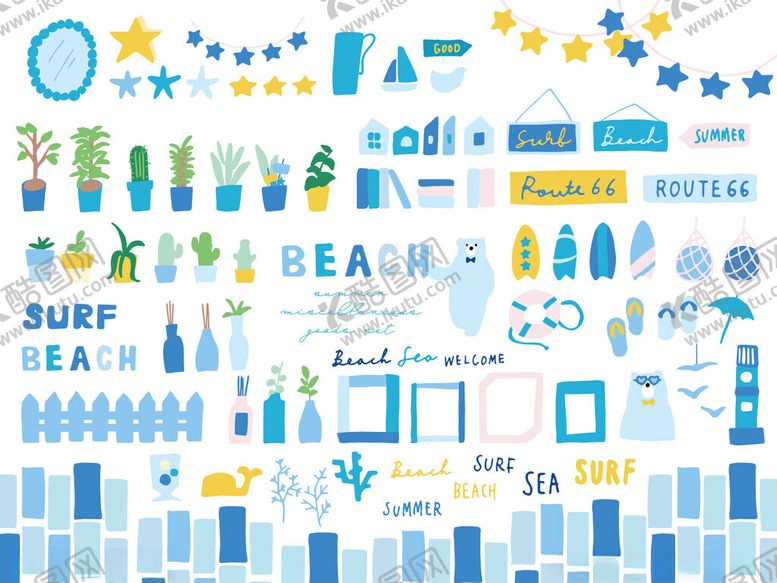 编号：19913111250025432335【酷图网】源文件下载-夏日海滩度假元素集合