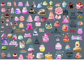 多彩可爱蛋糕图案文字背景