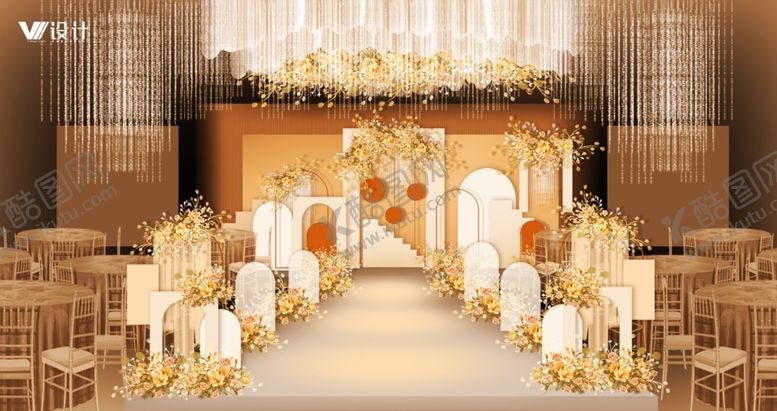 编号：34636309202214425269【酷图网】源文件下载-香槟金秋色婚礼效果图