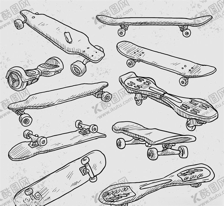 编号：32211310162041411703【酷图网】源文件下载-手绘滑板设计