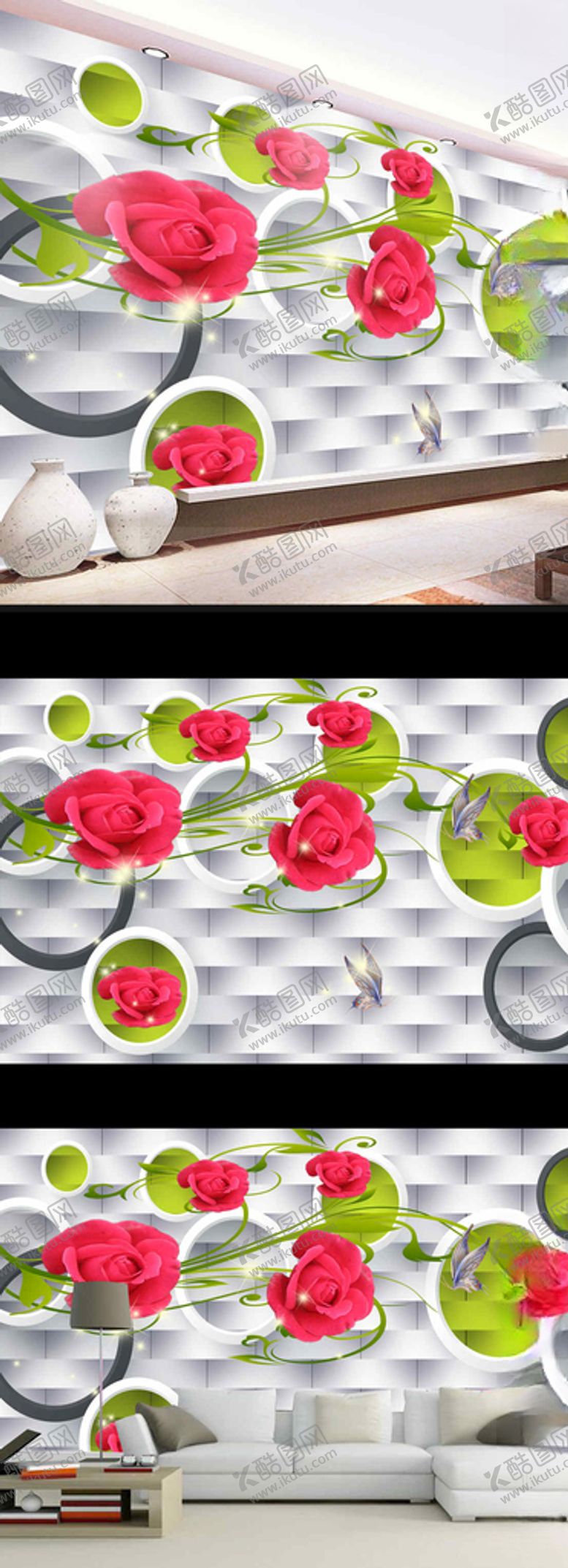 编号：25016609160129161040【酷图网】源文件下载-梦幻玫瑰花朵时尚电视背景墙