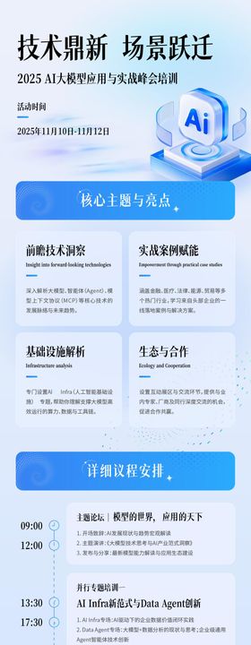 AI技术峰会培训科技智慧海报长图