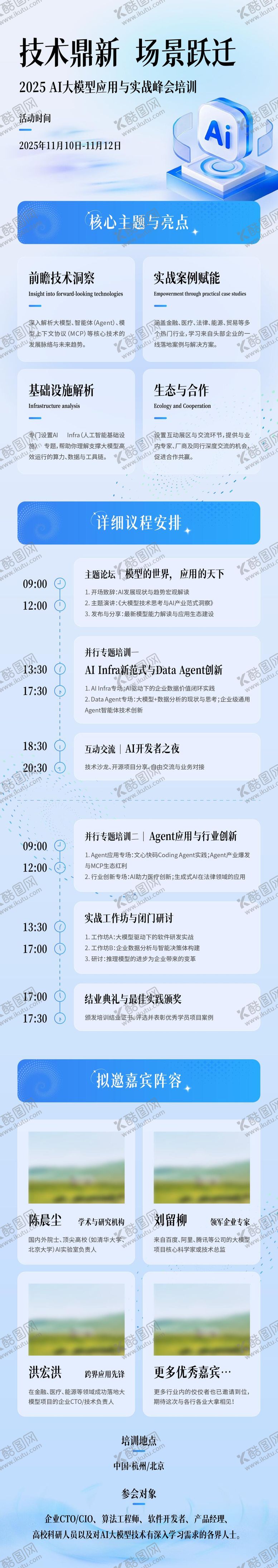 编号：31197610211649382391【酷图网】源文件下载-AI技术峰会培训科技智慧海报长图