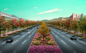 道路绿化景观效果图
