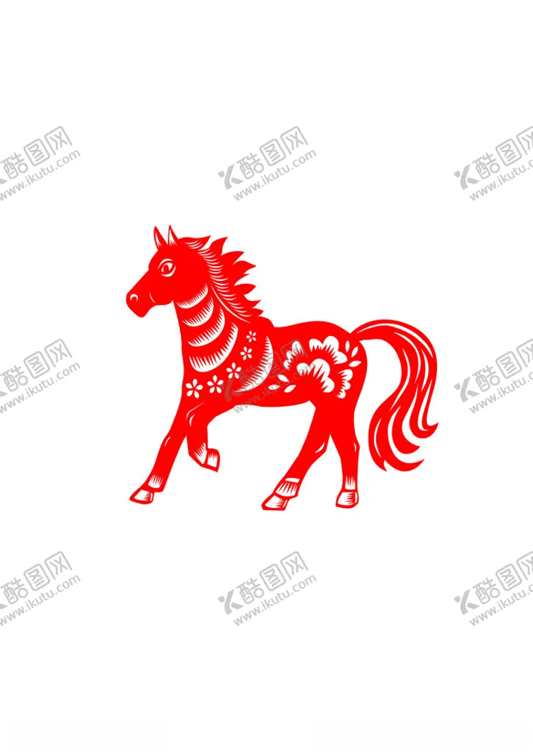 编号：64050602051523122168【酷图网】源文件下载-剪纸矢量十二生肖马