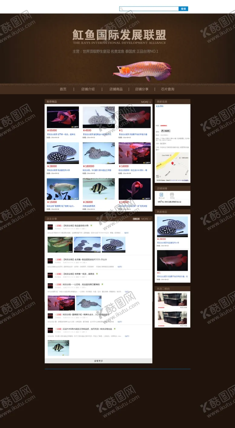 编号：94362602190450497715【酷图网】源文件下载-水族观赏鱼红龙鱼魟鱼网页详情页