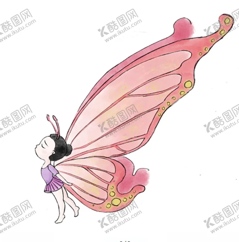 编号：49025701210402185350【酷图网】源文件下载-长蝴蝶翅膀起舞的芭蕾舞女孩