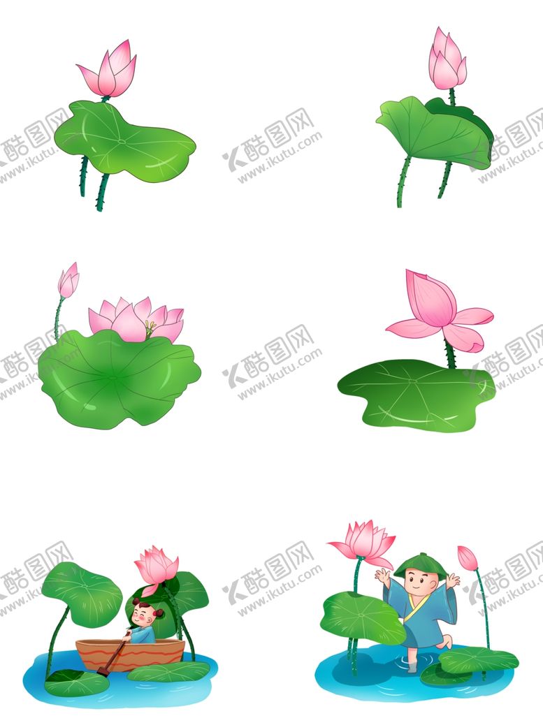 编号：42343804200725547252【酷图网】源文件下载-卡通荷花