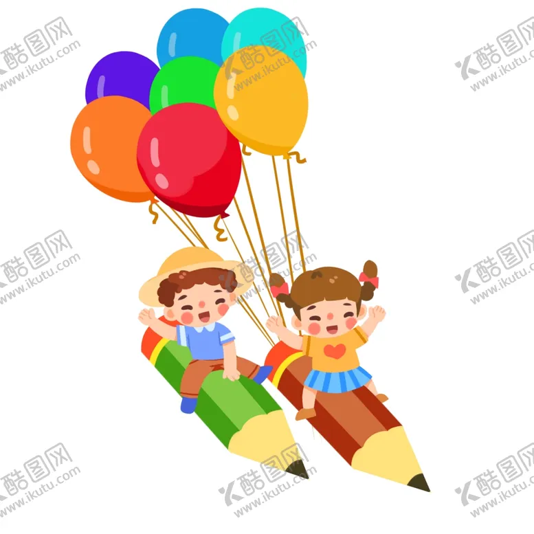 编号：73342901301706251199【酷图网】源文件下载-卡通欢乐儿童骑铅笔
