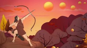 后羿射日成语故事插画