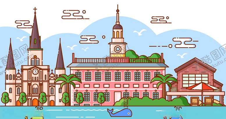 编号：53828409220840359447【酷图网】源文件下载-MBE之美国旅游风光建筑矢量