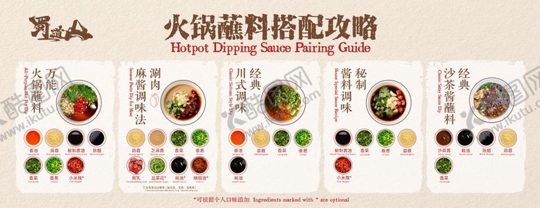 编号：14070701271811281819【酷图网】源文件下载-餐饮火锅蘸料搭配攻略海报