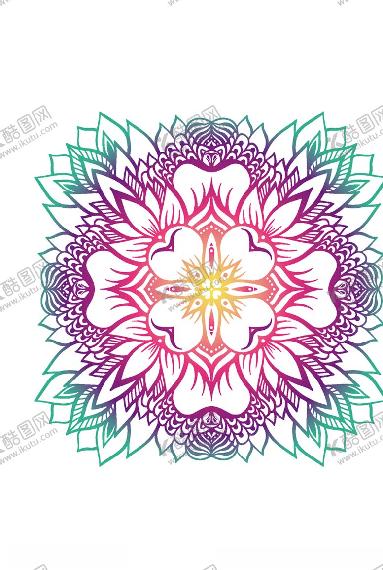 编号：72153309220412569176【酷图网】源文件下载-艳丽曼陀罗图案矢量素材