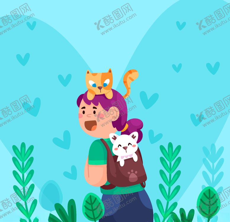 矢量可爱宠物医院猫粮洗澡