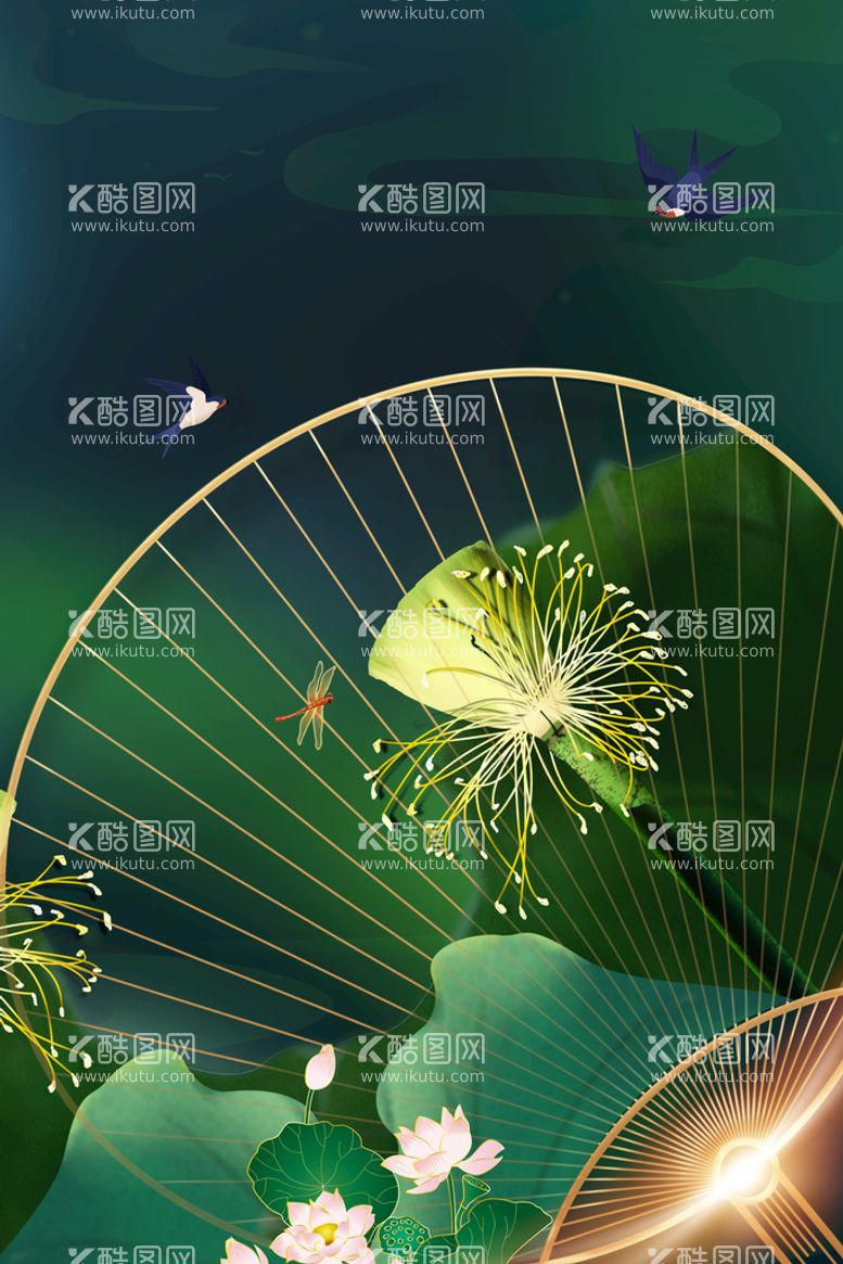 编号：31248609280354414592【酷图网】源文件下载-夏天荷花荷叶背景