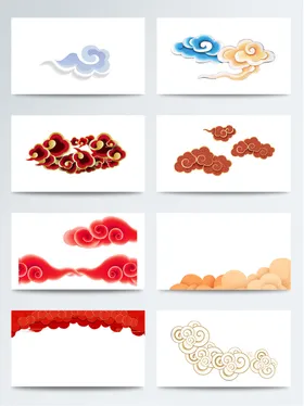 中国风祥云图案花纹底纹PNG手绘龙彩春节元素