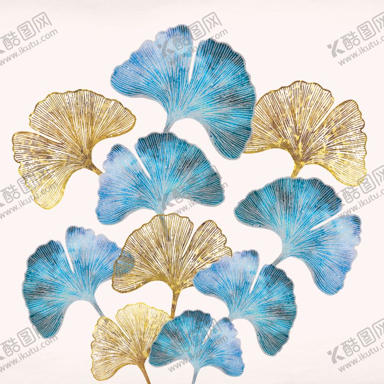 编号：15923309121440525102【酷图网】源文件下载-现代抽象银杏叶珐琅彩装饰画