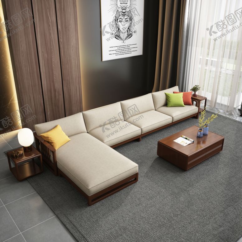 编号：87700010021400112987【酷图网】源文件下载-实木沙发