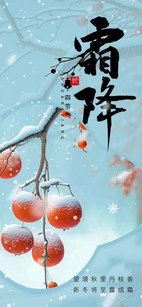霜降海报插画柿子二十四节气地产