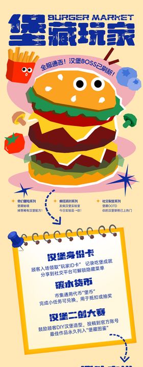 创意汉堡市集宣传长图