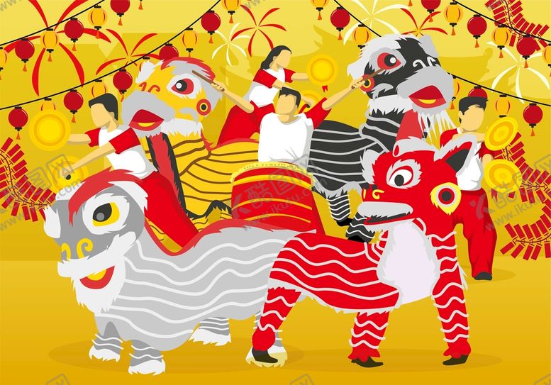 编号：89245110142347242056【酷图网】源文件下载-舞狮插画