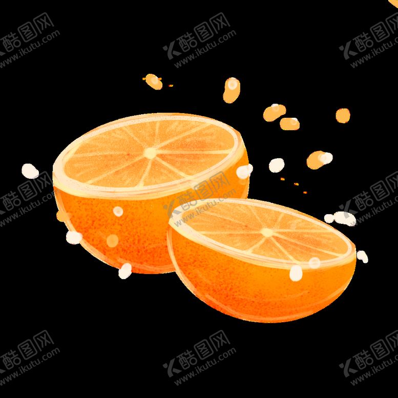 编号：98724309140636349721【酷图网】源文件下载-原创手绘水果切开的橙子