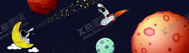 编号：04186310080655415689【酷图网】源文件下载-卡通太空装饰画