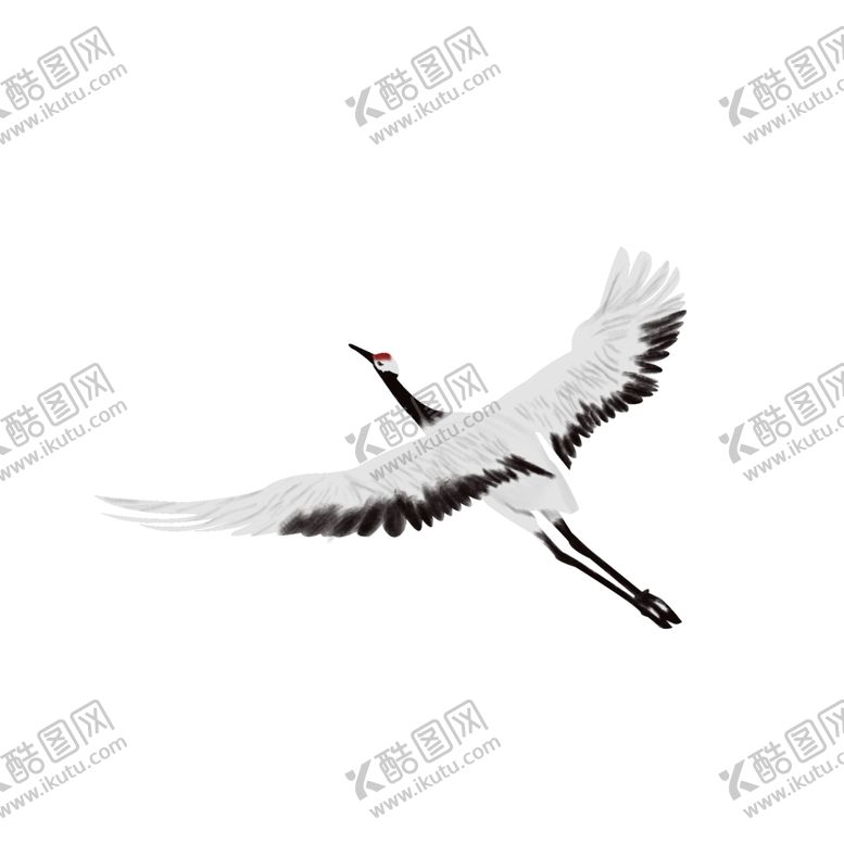 编号：28769001301038105785【酷图网】源文件下载-手绘水墨古风仙鹤