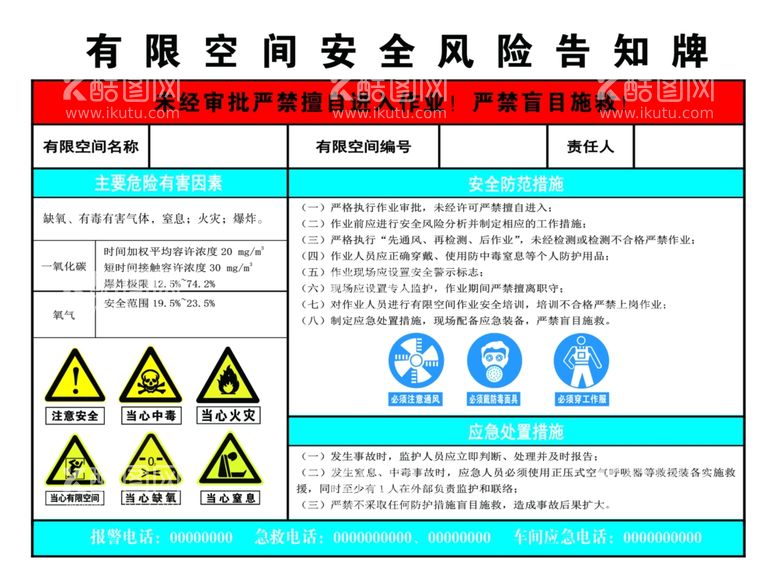 编号：81508911251838268665【酷图网】源文件下载-空间安全风险告知牌