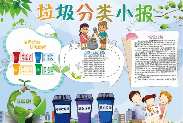 编号：88239605140442331216【酷图网】源文件下载-垃圾分类小报