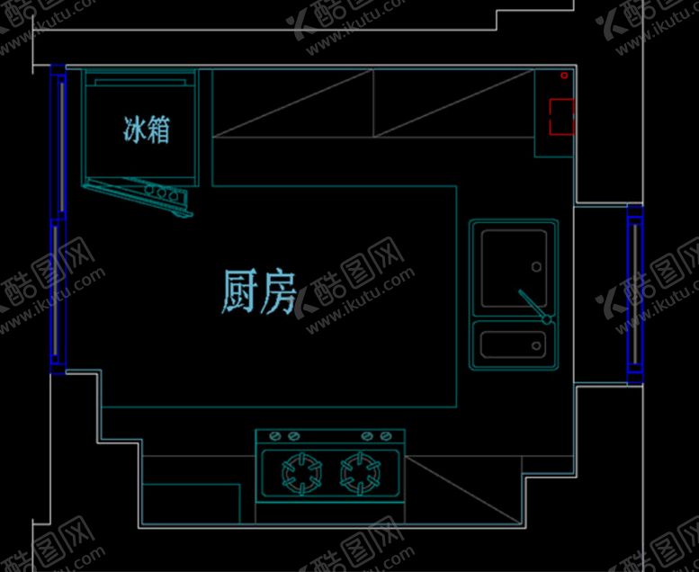 编号：45283109252207274806【酷图网】源文件下载-家装厨房平面布置图