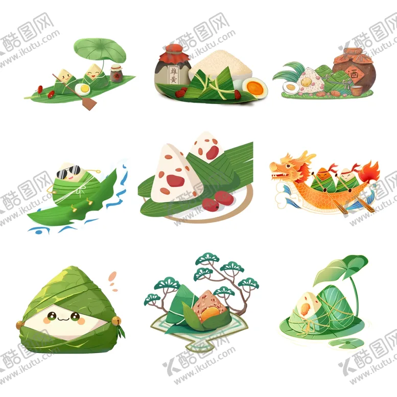 编号：71310606291954557627【酷图网】源文件下载-端午元素插画集合