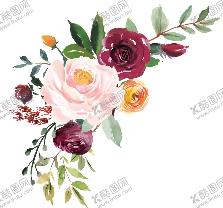 编号：15752907080802103716【酷图网】源文件下载-水彩创意花朵植物