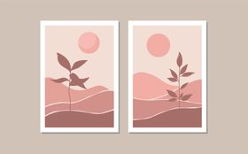 双幅山水风景插画