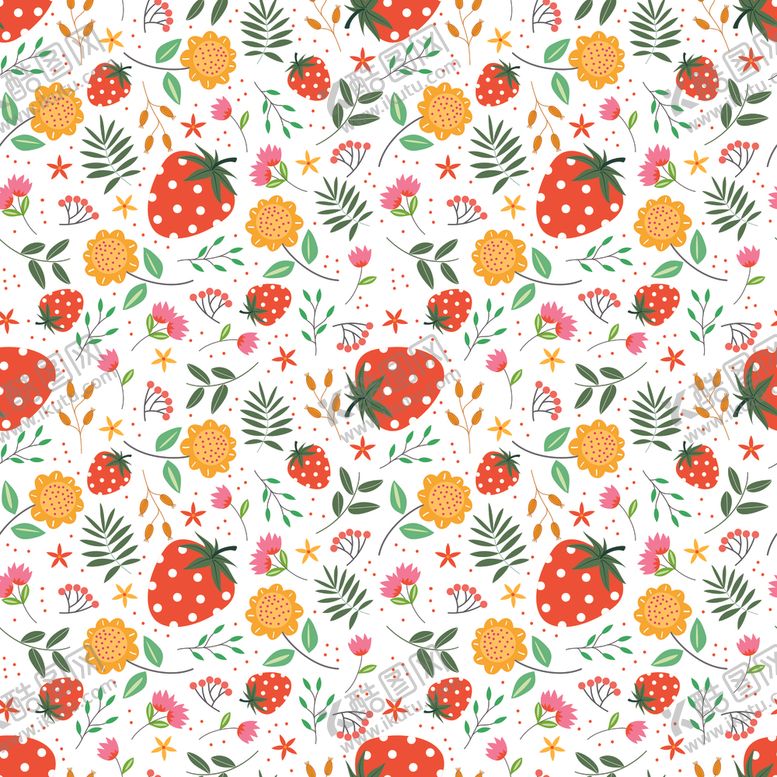 编号：93531010152056129674【酷图网】源文件下载-无缝花纹草莓