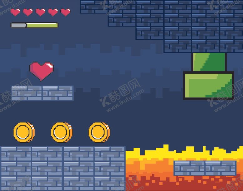 编号：48995409170907586904【酷图网】源文件下载-复古像素风游戏场景插画