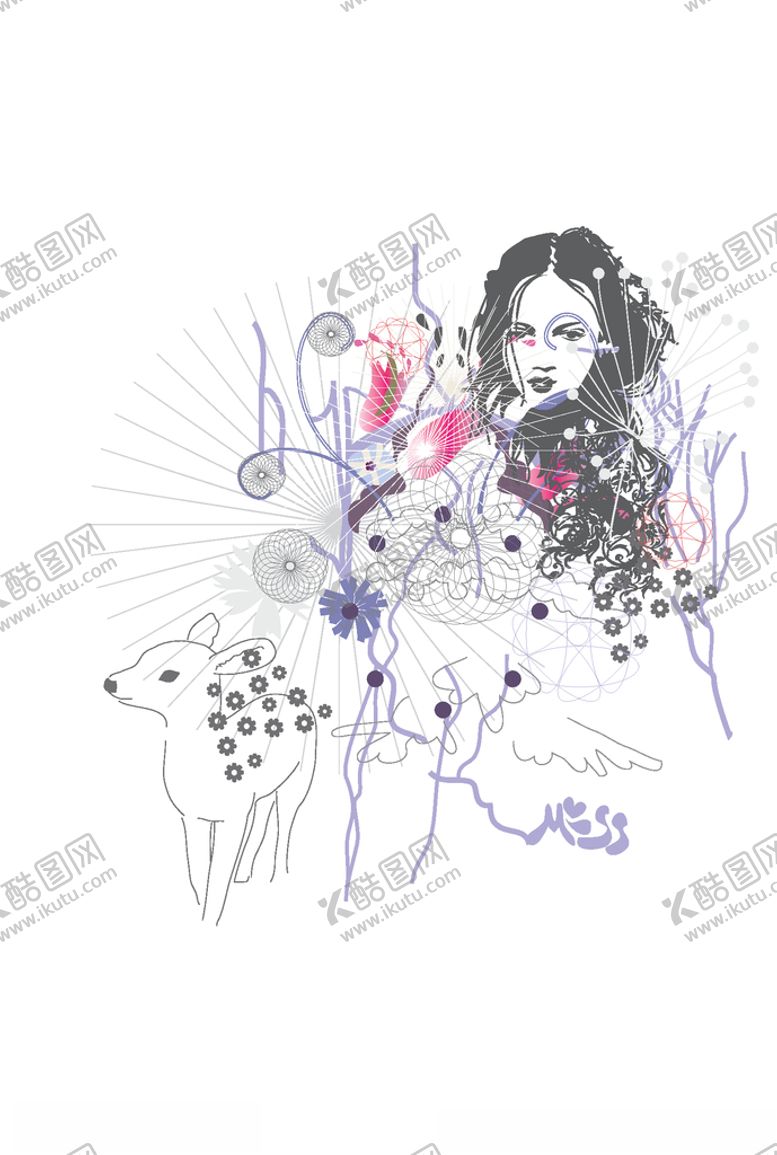编号：37392605050918464421【酷图网】源文件下载-女装人物印花