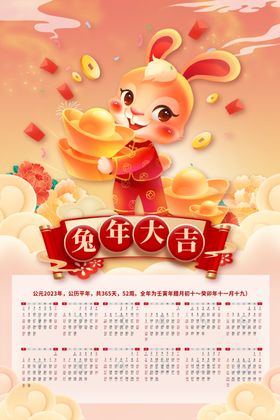 兔年挂历样机竖版台台贴图