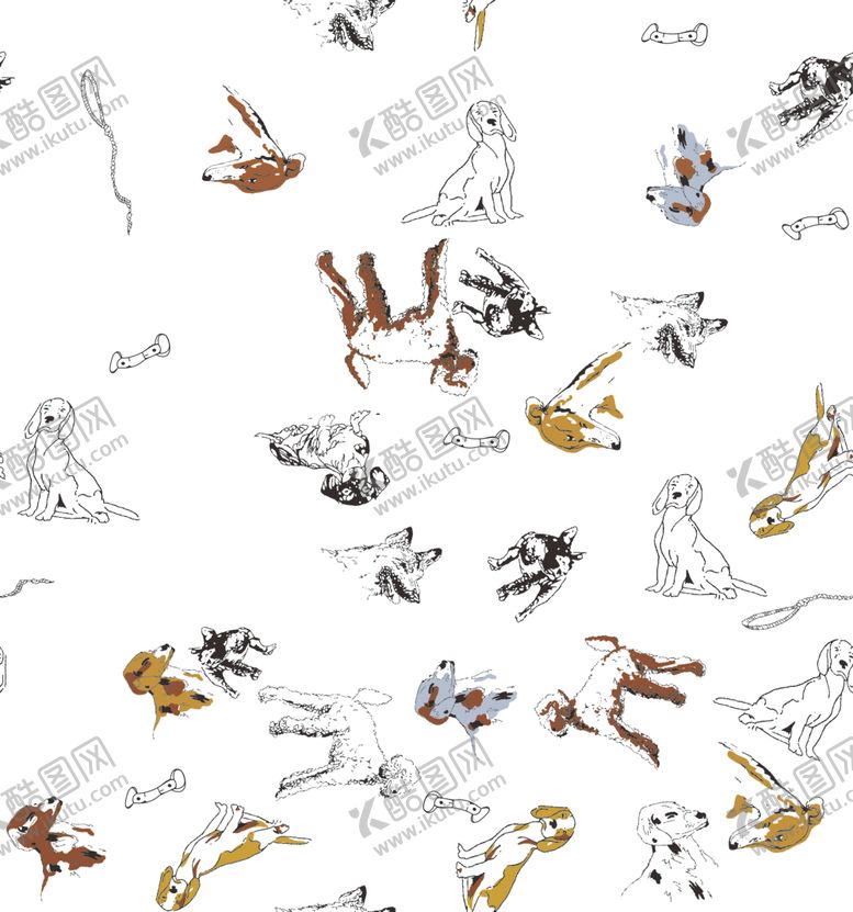 编号：59720610100055329866【酷图网】源文件下载-数码印花狗狗