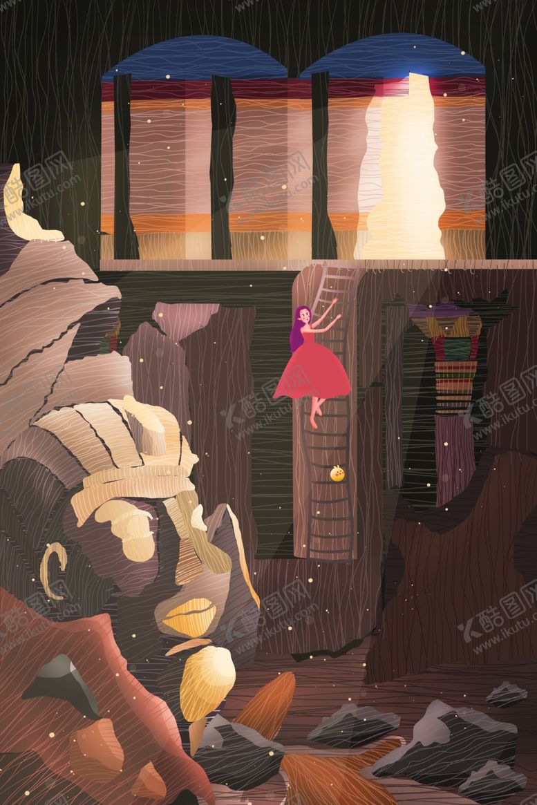 编号：18250905010555531619【酷图网】源文件下载-唯美插画探险少女